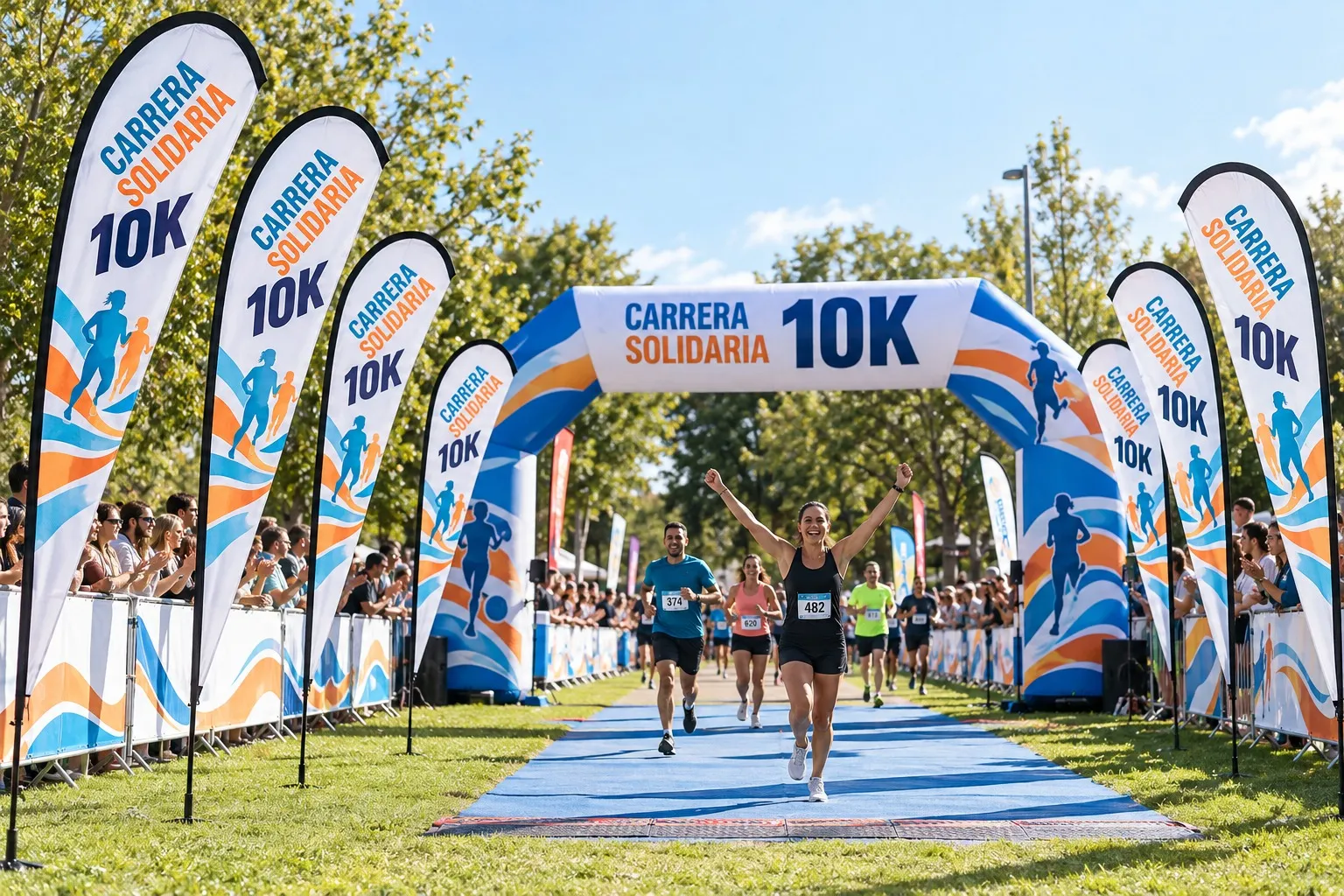 Línea de meta de una carrera popular