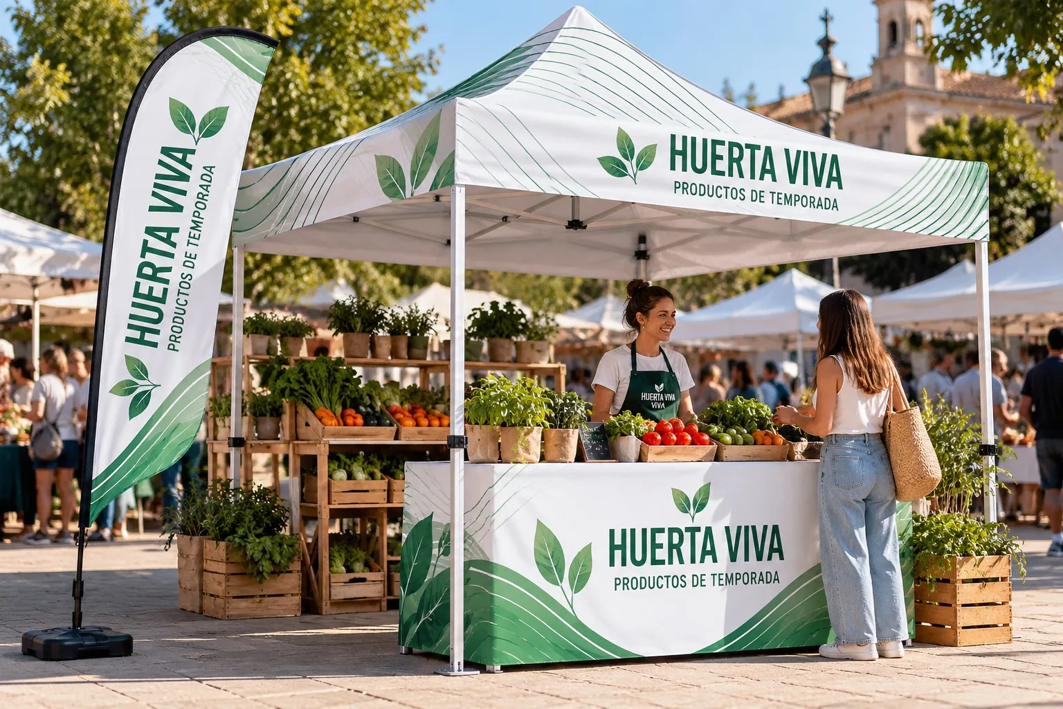 Stand con carpa en una feria